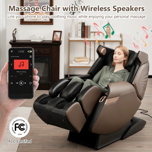 3D SL-Track Electric Full Body Zero Gravity Shiatsu Massage Chair with Heat Roller-Brown